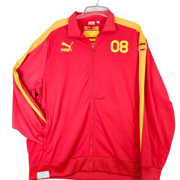 Puma Spain National Team Track Jacket Red Yellow Soccer Football‎ Training 08 - Picture 1 of 11